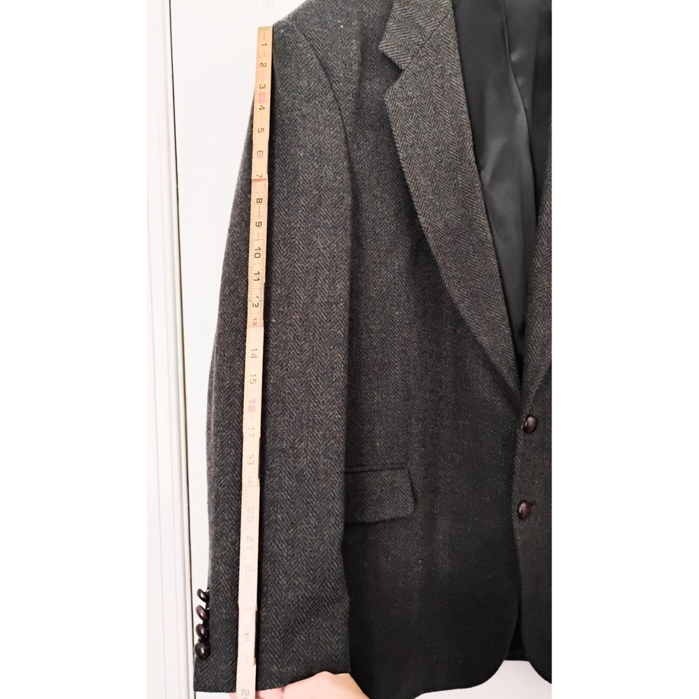 Vintage Robert Stock Blazer Mens 44L Brown Herringbone 100% Wool Sport Coat - Picture 9 of 9
